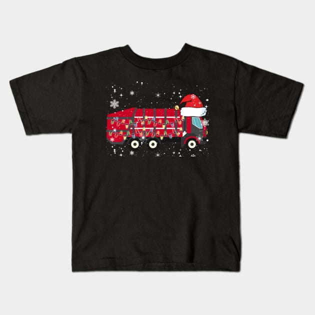 Garbage Truck Shirt Christmas Santa Hat Themed Kids T-Shirt by AstridLdenOs